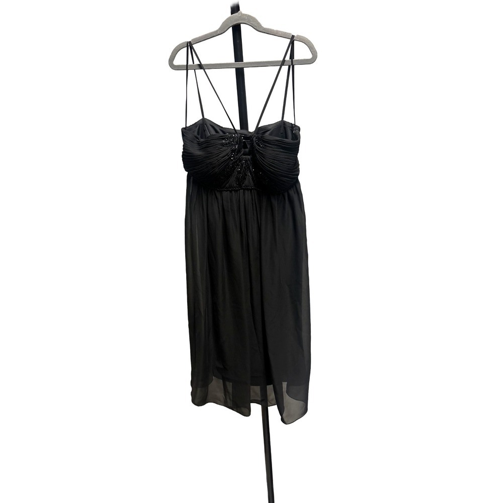 JS Boutique Black‎ Cocktail Dress Size 2 Chiffon Beaded Strappy Party Mini Glam